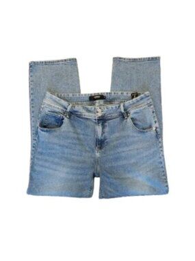 Hudson Denim High-Rise Button Flap Back Pocket Straight Leg Jeans   (Size: 16)